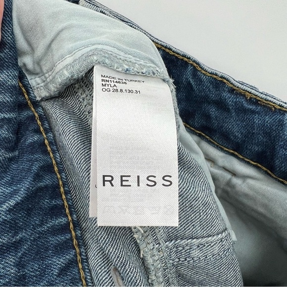 Reiss Myla Denim Midi Skirt In Mid Blue Size 8 - Picture 4 of 12